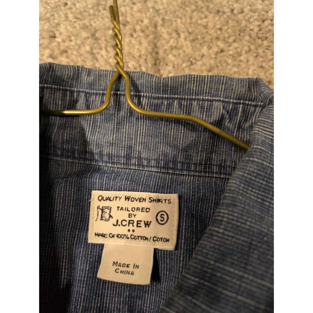 J.Crew Mens Blue Micro Stripe Cotton Button Down Shirt Small Long Sleeve Pockets - Picture 3 of 6